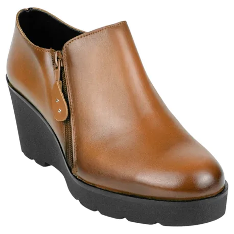 Zapatos Abotinos Piel Cuña Mujer Cómodos Jam 9006