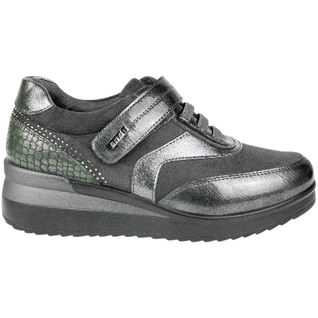 Zapato Casual Plomo de Cuña Media Velcro y Elásticos Mysoft 25M573