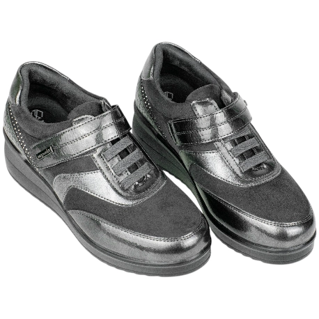 Zapato Casual Plomo de Cuña Media Velcro y Elásticos Mysoft 25M573
