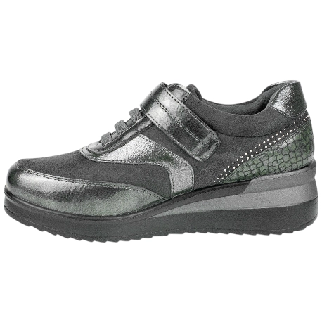 Zapato Casual Plomo de Cuña Media Velcro y Elásticos Mysoft 25M573