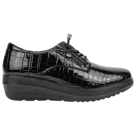 Zapato Charol Negro Mujer Cuña y Plataforma Mysoft 26M589