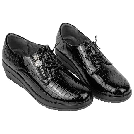 Zapato Charol Negro Mujer Cuña y Plataforma Mysoft 26M589