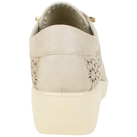 Zapato Cuña Media Troquelado Beis Brillos Plantilla Extraíble Doctor Cutillas 40205