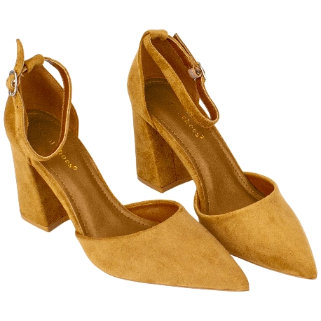 Zapato de Salón Punta Talón Tacón Ancho Alto Ideal Shoes 8758