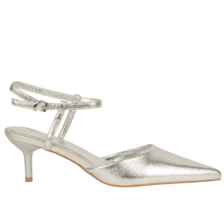 Zapato de Salón Plata Destalonado con Pulsera Tacón Fino Buonarotti BS-5657 F V