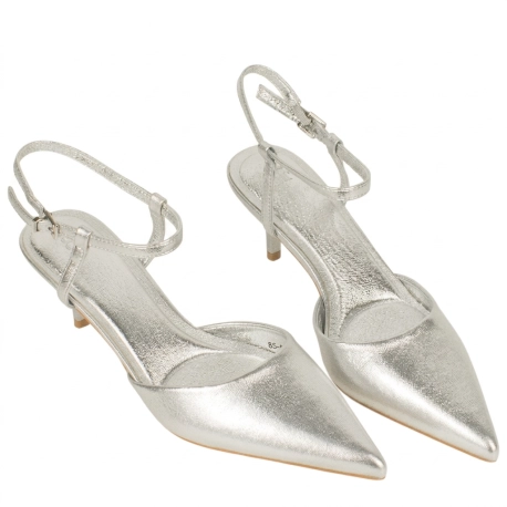Zapato de Salón Plata Destalonado con Pulsera Tacón Fino Buonarotti BS-5657 F V