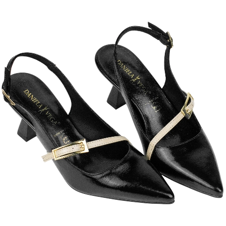 Zapato de Salón Destalonado Hebilla Bicolor Tacón midi Daniela Vega 2786BD