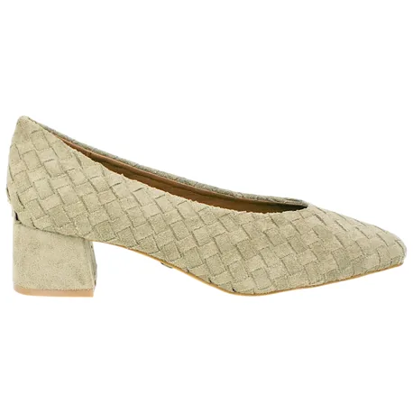 Zapato Salón Antelina Trenzada Beis Tacón Medio Buonarotti 6108