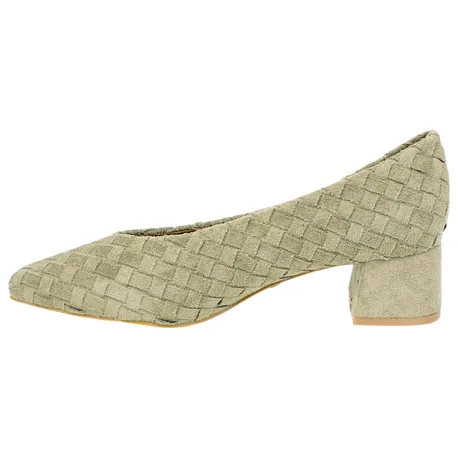 Zapato Salón Antelina Trenzada Beis Tacón Medio Buonarotti 6108