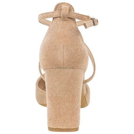 Zapato Salón Punta Talón Tiras Cruzadas Empeine Tacón Ancho Medio Ideal Shoes 8709