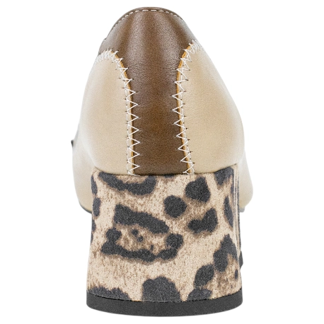 Zapato Vestir Punta Combinado Tacón Medio Animal Beis Print Azarey 578K380