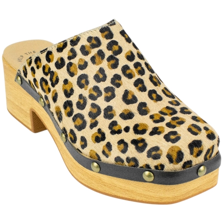 Zueco de Tacón Mujer Piel Leopardo