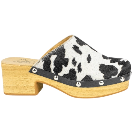 Zueco Tacón Mujer Piel Animal Print Vaca Punta Cuadrada Help The Trees 7768410