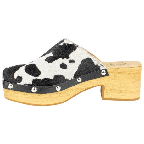 Zueco Tacón Mujer Piel Animal Print Vaca Punta Cuadrada Help The Trees 7768410